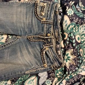 Miss Me rhinestone low rise boot stitch jeans